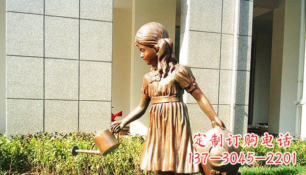 宁波可爱的公园小女孩铜雕