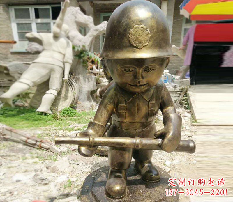 宁波公园景观摆件小小交通警察铜雕