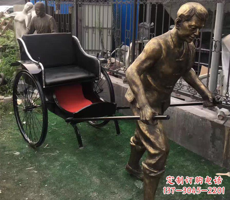 宁波精美铜雕车夫人物雕塑