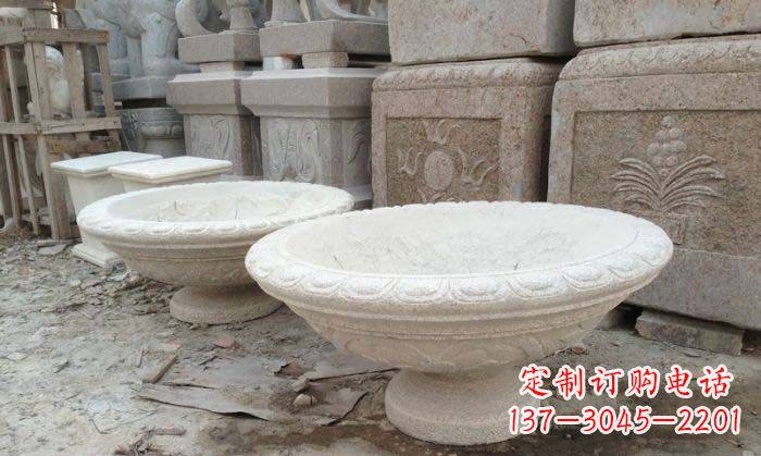 宁波细腻雅致的大理石花盆石雕