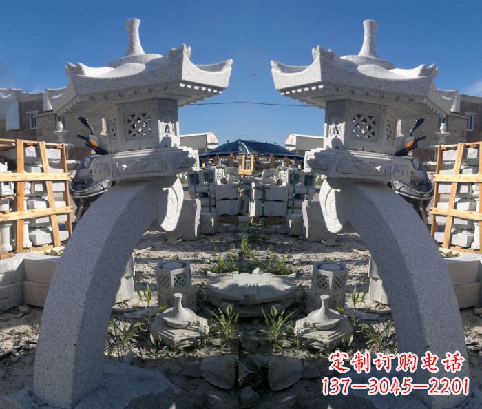 宁波精美大理石镂空石灯雕塑