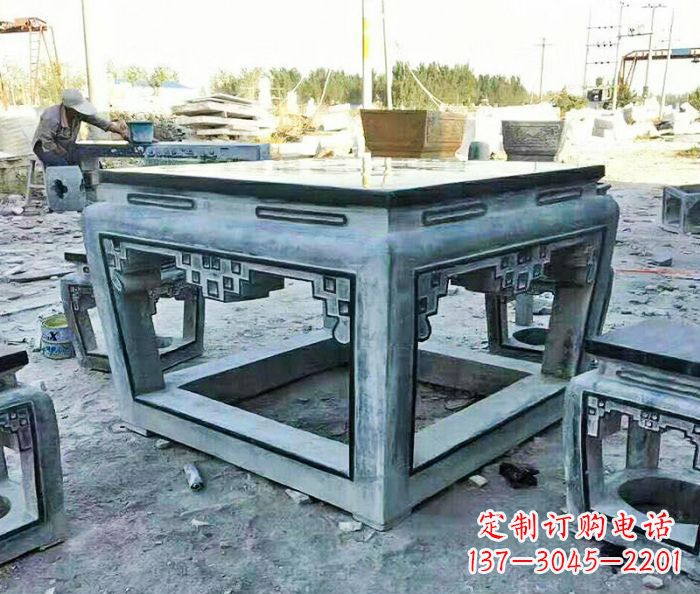 宁波雕塑艺术方形石桌凳