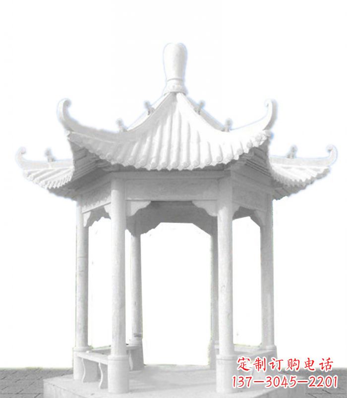 宁波公园景观汉白玉石雕凉亭 (2)