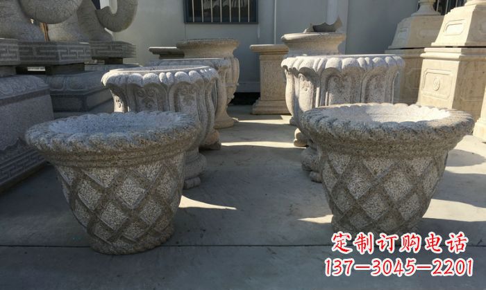 宁波花篮式花盆石雕