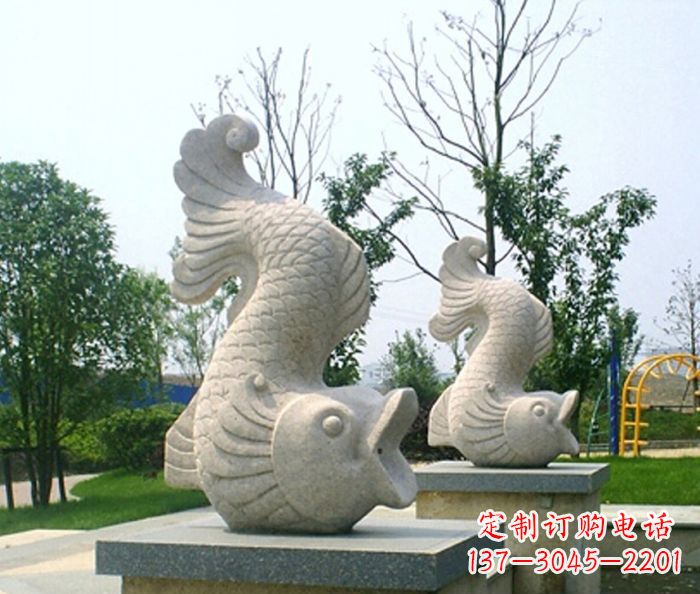 宁波公园景观鲤鱼喷泉石雕