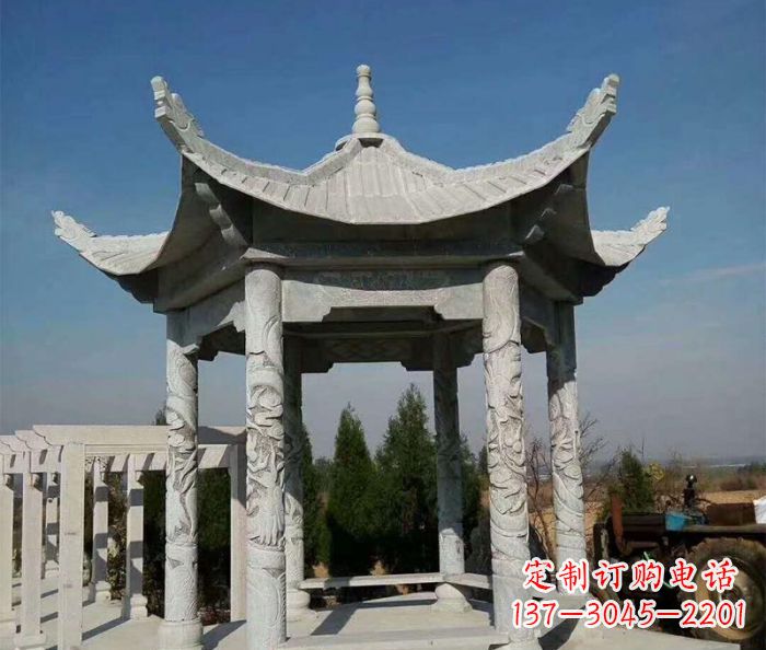宁波公园景观六角凉亭石雕