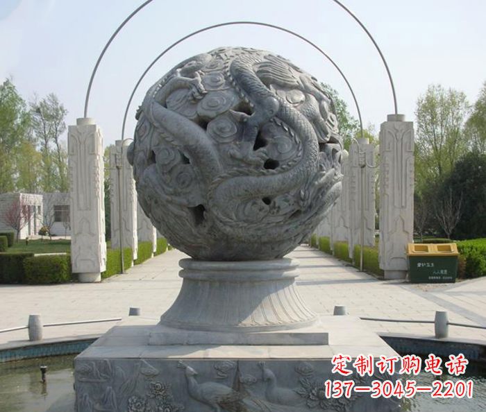 宁波公园景观镂空龙浮雕喷泉石雕
