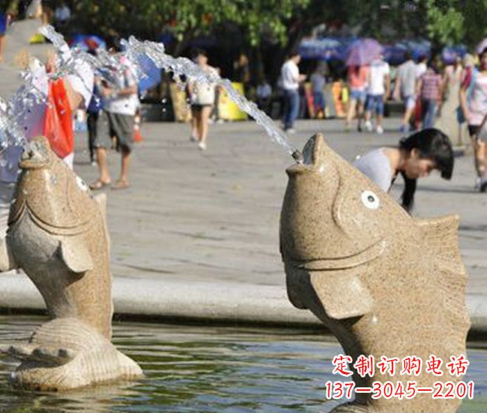 宁波公园景观石雕鱼喷泉 (3)
