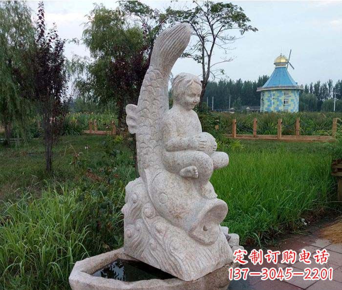 宁波公园景观石雕鱼喷泉 (2)