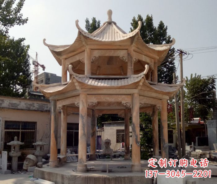 宁波精美古典双层石凉亭雕塑