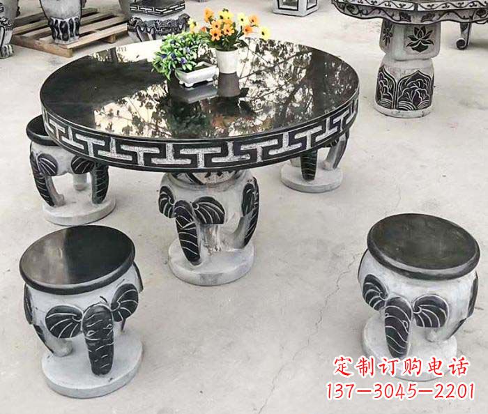 宁波公园景观圆形石桌凳