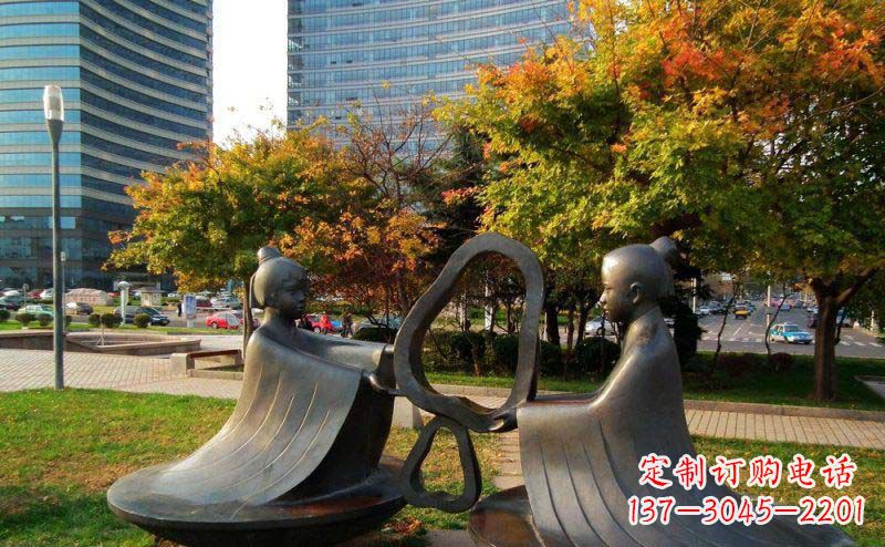 宁波公园孔融让梨景观铜雕 (2)