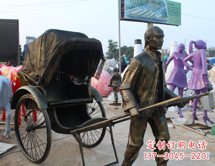 宁波精致可爱的黄包车铜雕