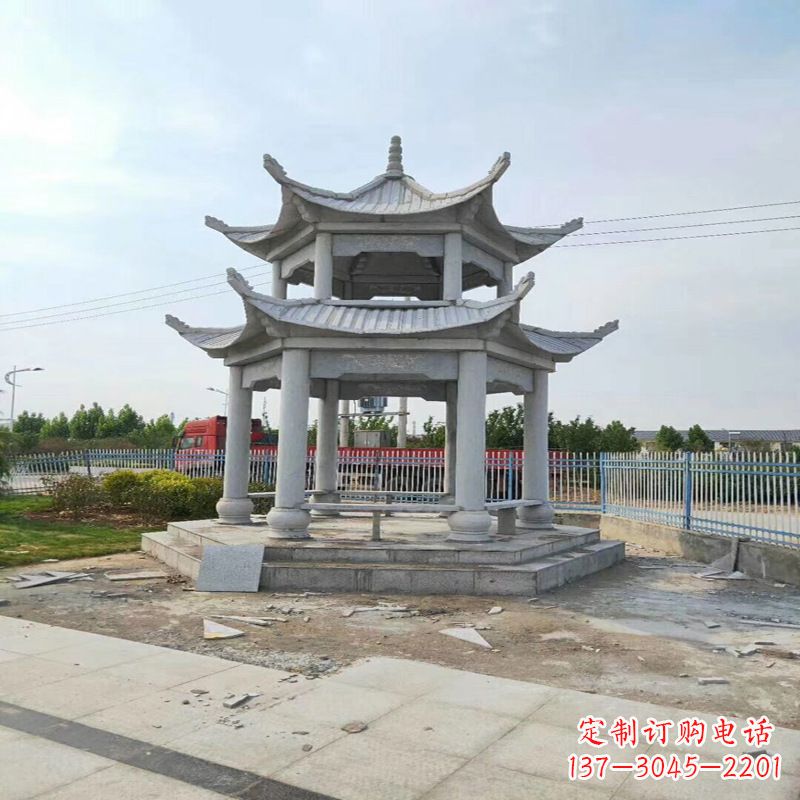 宁波公园凉亭双层石雕亭子