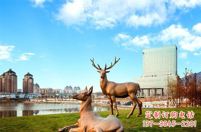 宁波公园羚羊动物铜雕 (2)