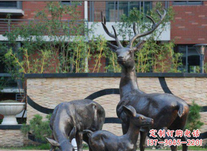 宁波古雅优雅的梅花鹿铜雕