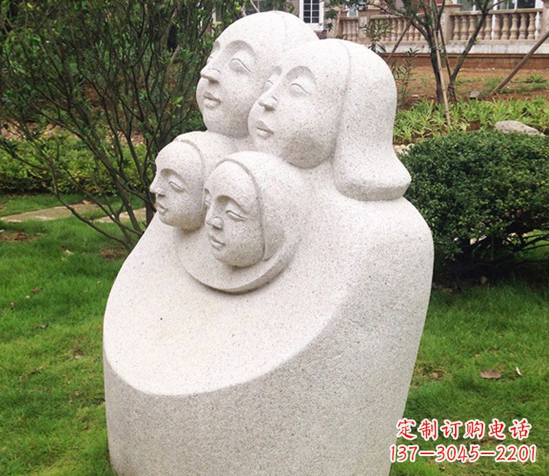 宁波公园母子人头像石雕