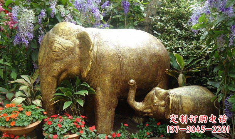 宁波铜雕母子象艺术雕塑