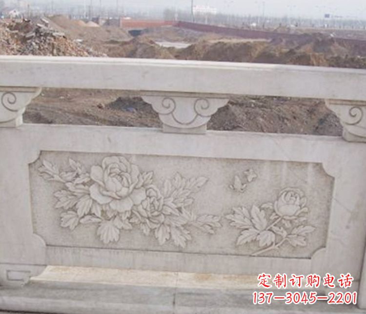 宁波牡丹花浮雕石栏板景观雕塑
