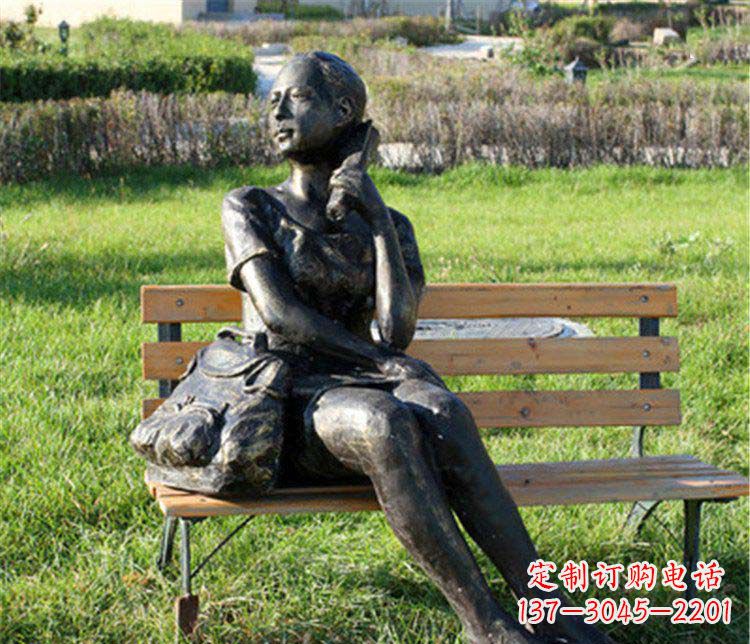 宁波人物座椅雕塑——少女望远