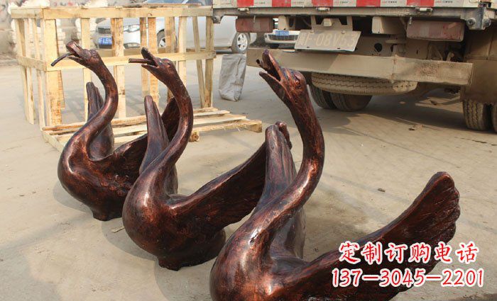 宁波公园喷水天鹅动物铜雕