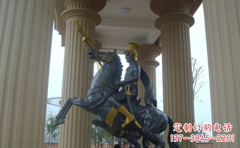 宁波公园骑马的罗马士兵人物铜雕