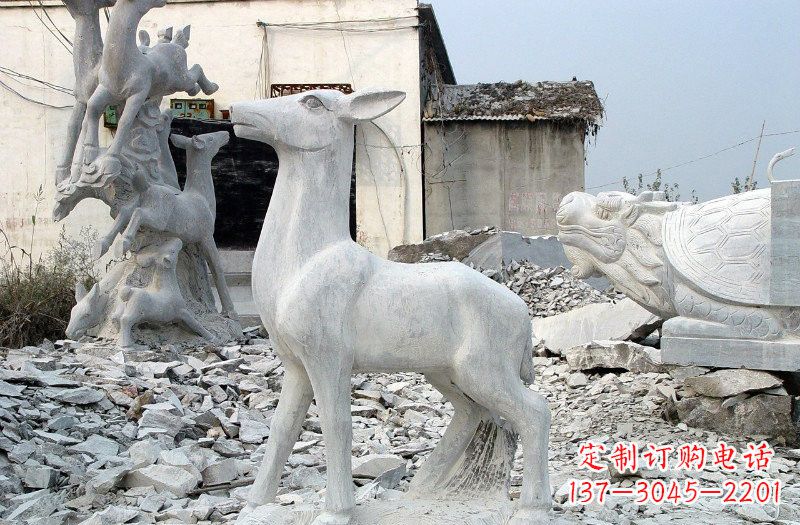 宁波青石仿古小鹿雕塑,精美优雅