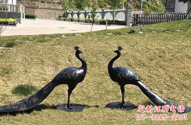 宁波公园青铜孔雀雕塑