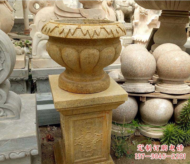 宁波砂岩花盆景观石雕--美观多彩的室外装饰