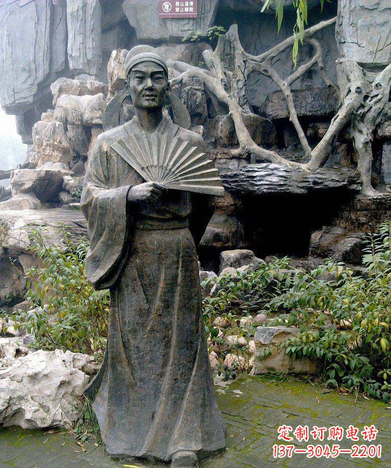 宁波公园诗人杜甫古代人物铜雕