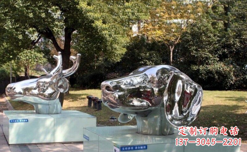 宁波不锈钢十二生肖头像雕塑