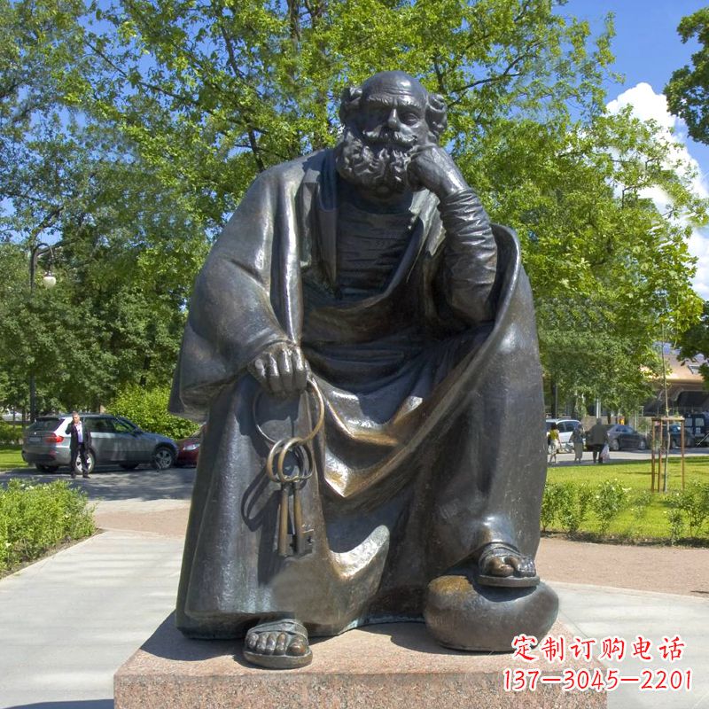 宁波公园世界名人俄国批判现实主义作家托尔斯泰 铜雕塑像