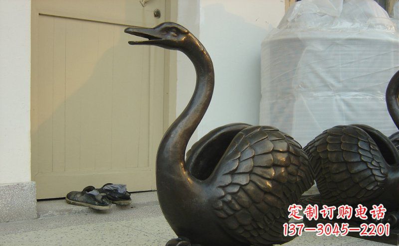 宁波公园天鹅动物铜雕 (3)