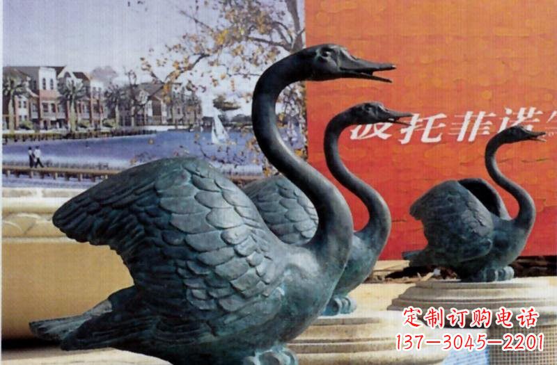 宁波公园天鹅铜雕