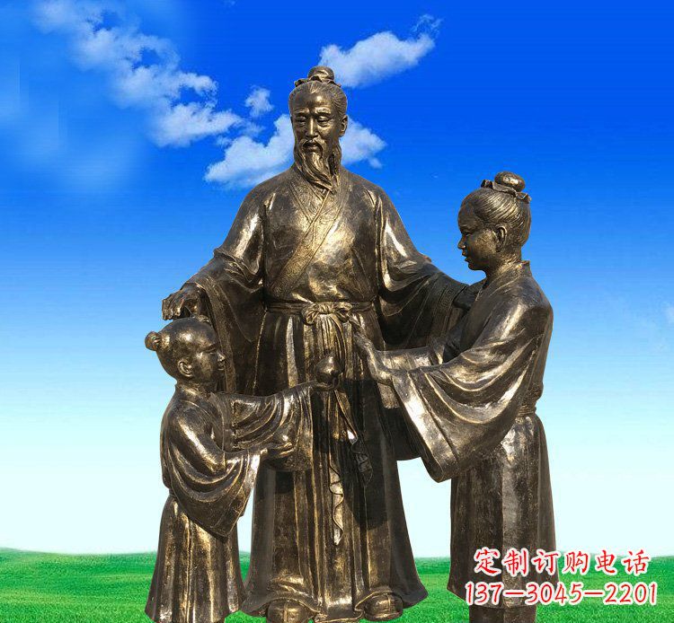 宁波铜雕艺术精美人物雕塑——孔融让梨