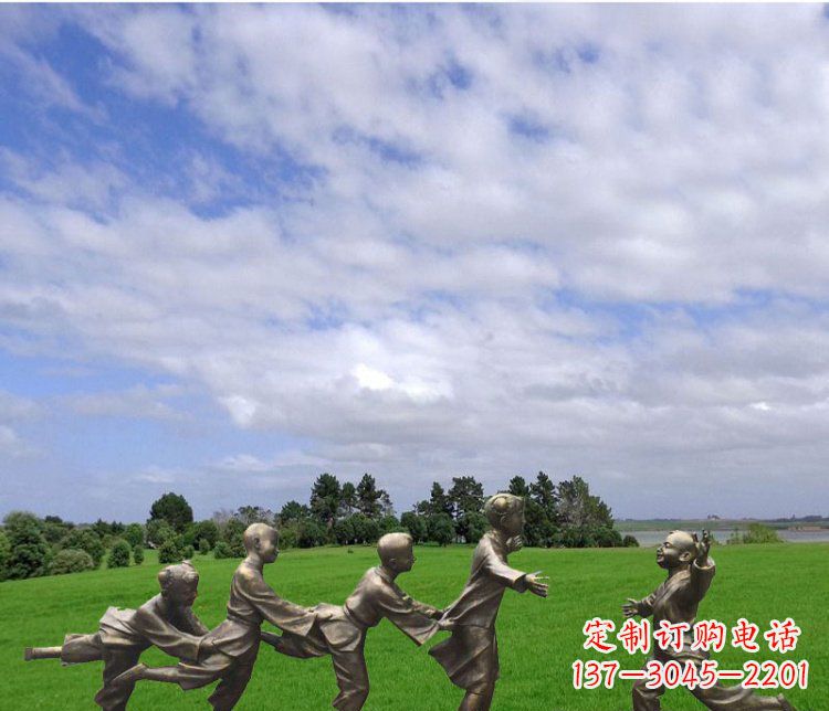 宁波铜雕老鹰抓小鸡游戏人物雕塑