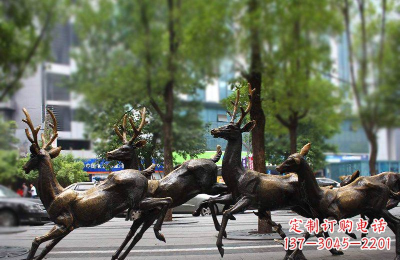 宁波艺术精美的铜雕群鹿动物雕塑