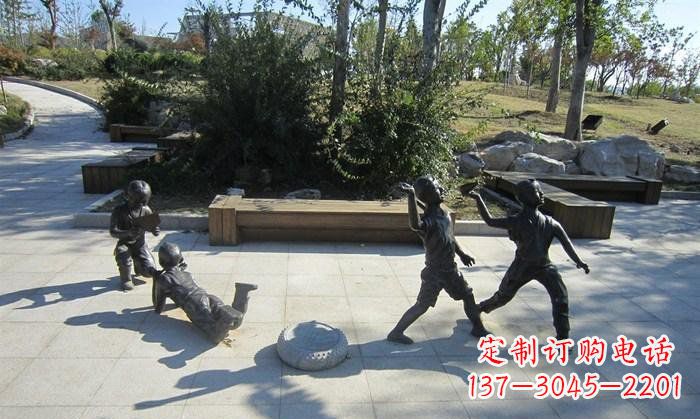 宁波公园玩耍的儿童人物铜雕