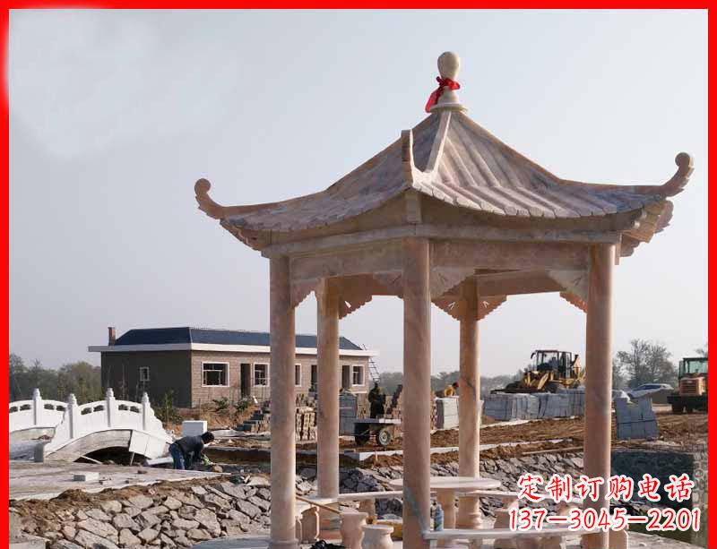 宁波红六角石凉亭雕塑