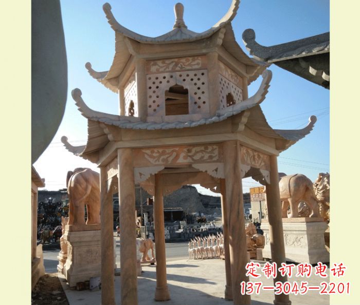 宁波中式双层石雕凉亭