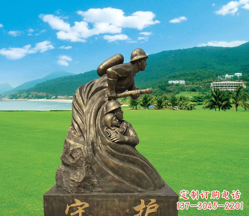 宁波弘扬消防文化的消防员雕塑