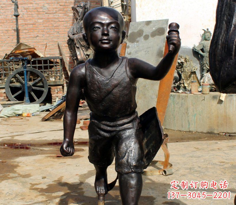 宁波打造完美的小孩铜雕,让童趣活跃