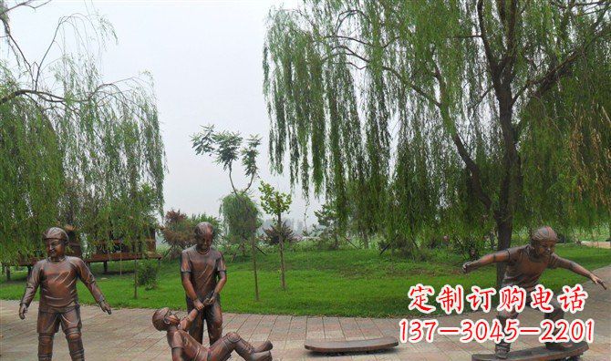宁波多彩童年,铜雕小孩游戏人物雕塑
