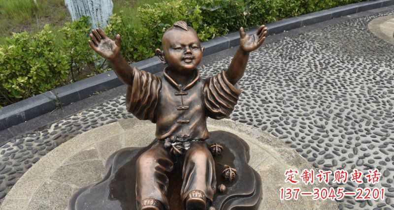 宁波精致雕塑,匠心创造——小男孩铜雕