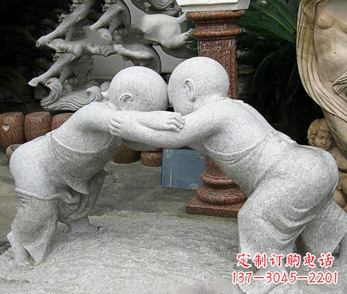 宁波可爱小孩摔跤石雕