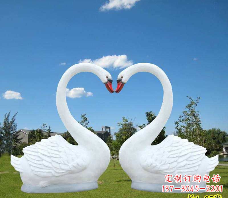 宁波公园小区玻璃钢仿真天鹅雕塑