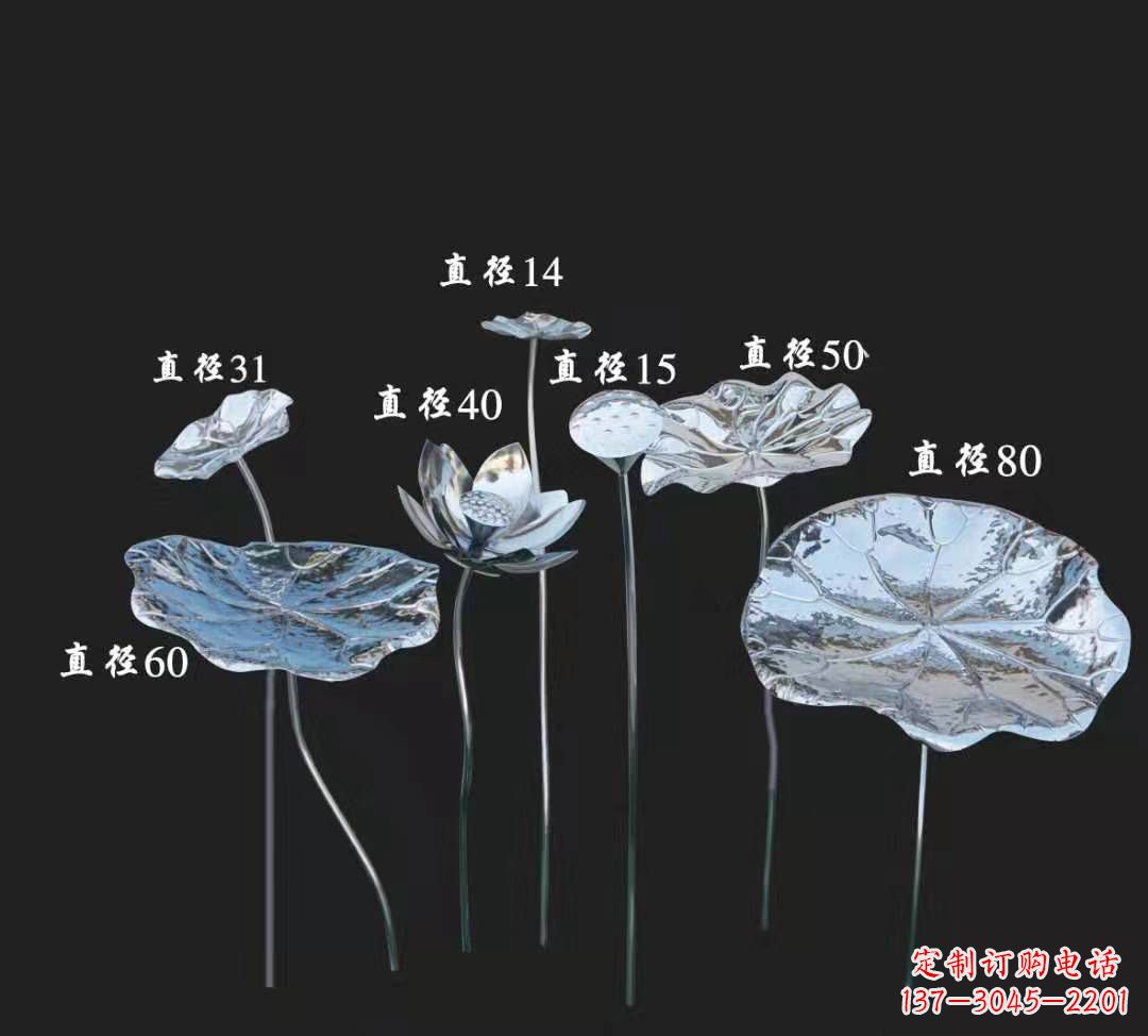 宁波公园小区不锈钢镜面荷花雕塑