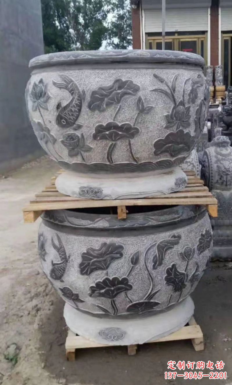 宁波精致的石头水缸雕塑,为您的公园小区增添美丽色彩