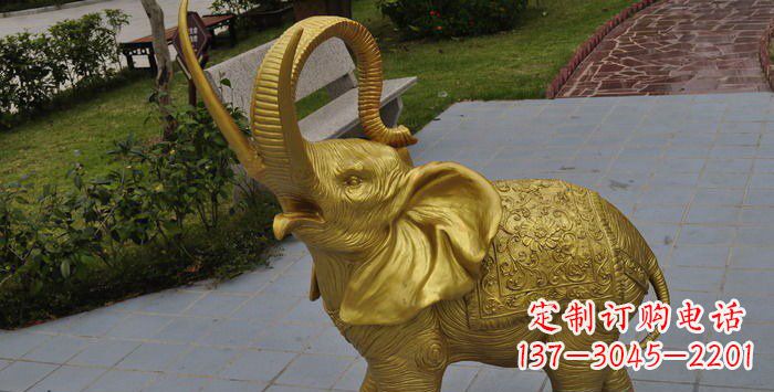 宁波公园小象动物铜雕