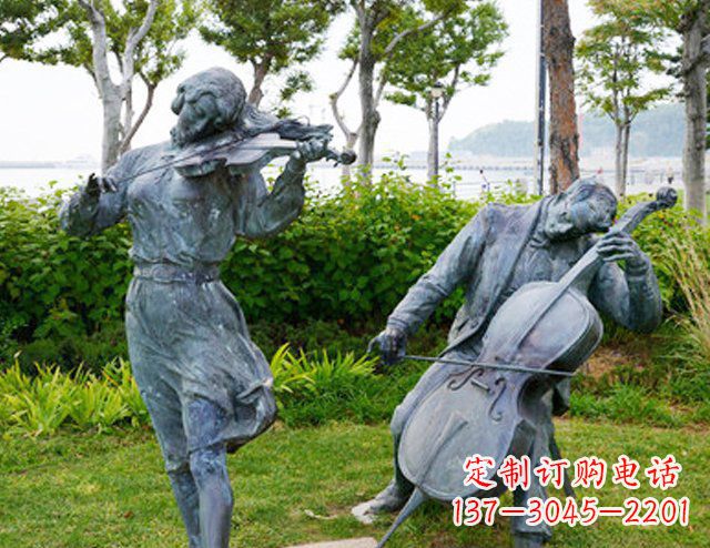 宁波双面演奏大提琴&小提琴铜雕塑